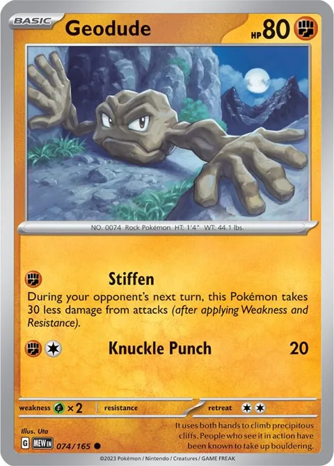 Geodude #074/165 Reverse Holofoil Pokémon card from Scarlet & Violet 151