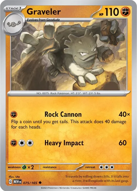 Graveler #075/165 Reverse Holofoil Pokémon card from Scarlet & Violet 151