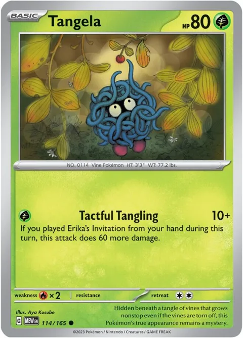 Tangela #114/165 Pokémon card from Scarlet & Violet 151