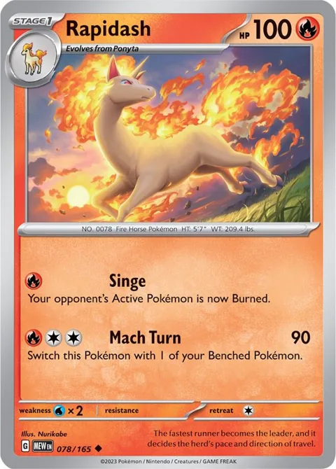 Rapidash #078/165 Reverse Holofoil Pokémon card from Scarlet & Violet 151