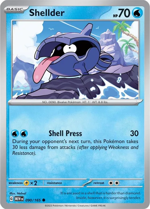 Shellder #090/165 Reverse Holofoil Pokémon card from Scarlet & Violet 151