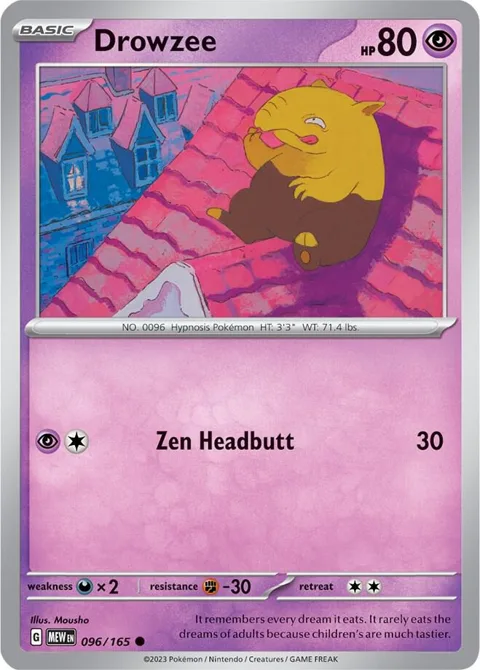 Drowzee #096/165 Reverse Holofoil Pokémon card from Scarlet & Violet 151