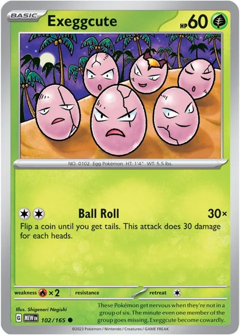 Exeggcute #102/165 Reverse Holofoil Pokémon card from Scarlet & Violet 151