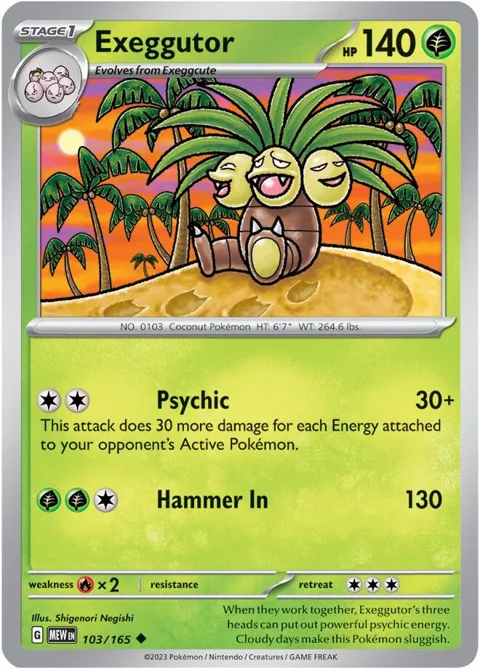 Exeggutor #103/165 Reverse Holofoil Pokémon card from Scarlet & Violet 151