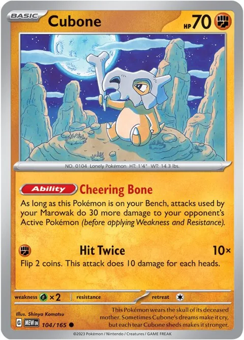 Cubone #104/165 Pokémon card from Scarlet & Violet 151