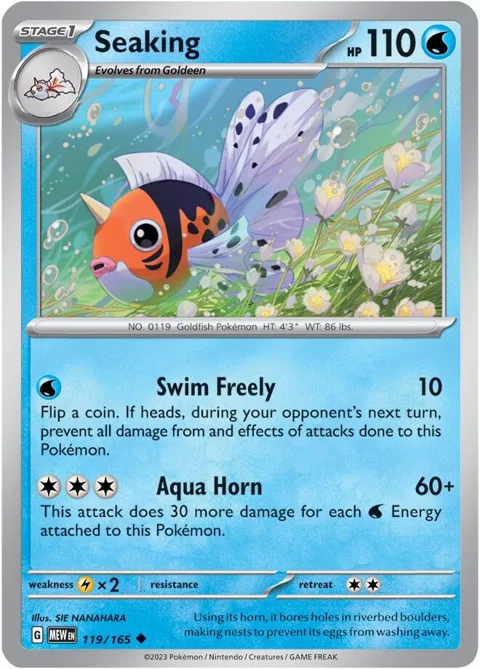 Seaking #119/165 Reverse Holofoil Pokémon card from Scarlet & Violet 151