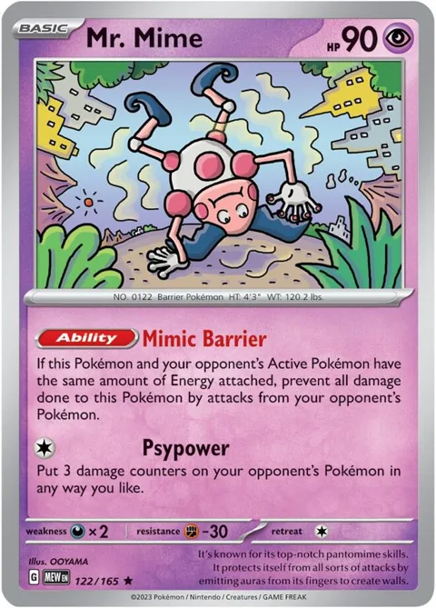 Mr. Mime #122/165 Reverse Holofoil Pokémon card from Scarlet & Violet 151