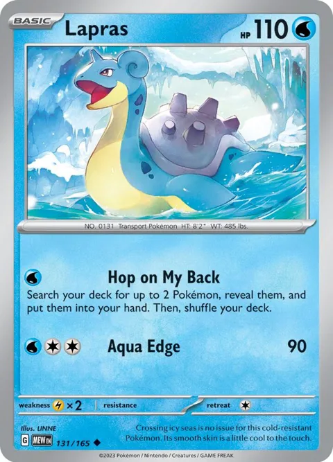 Lapras #131/165 Reverse Holofoil Pokémon card from Scarlet & Violet 151
