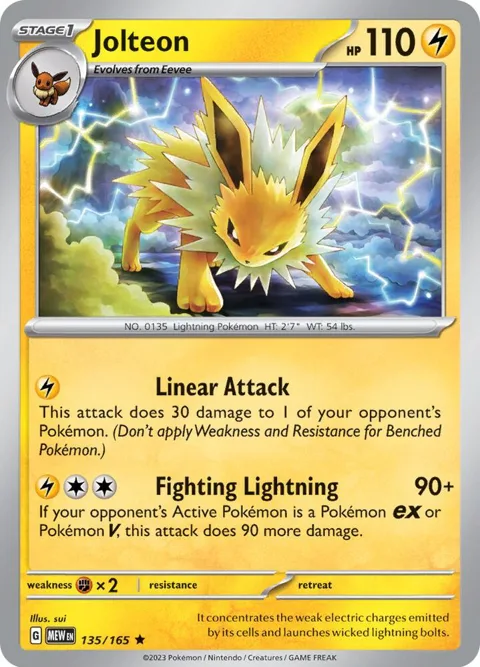 Jolteon #135/165 Holofoil Pokémon card from Scarlet & Violet 151