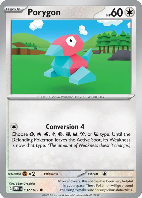 Porygon #137/165 Pokémon card from Scarlet & Violet 151