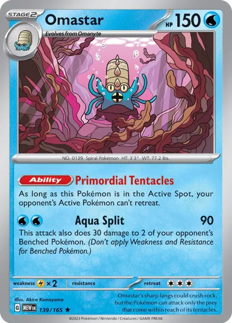Omastar #139/165 Reverse Holofoil Pokémon card from Scarlet & Violet 151