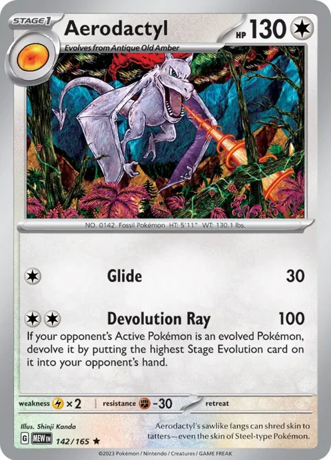 Aerodactyl #142/165 Holofoil Pokémon card from Scarlet & Violet 151
