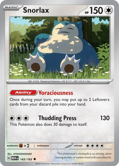 Snorlax #143/165 Pokémon card from Scarlet & Violet 151