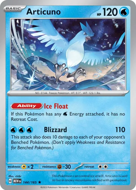 Articuno #144/165 Reverse Holofoil Pokémon card from Scarlet & Violet 151