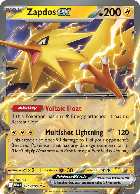 Zapdos ex #145/165 Holofoil Pokémon card from Scarlet & Violet 151