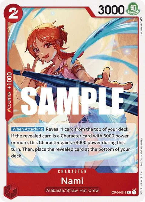 Nami OP04-011 One Piece card from Kingdoms of Intrigue