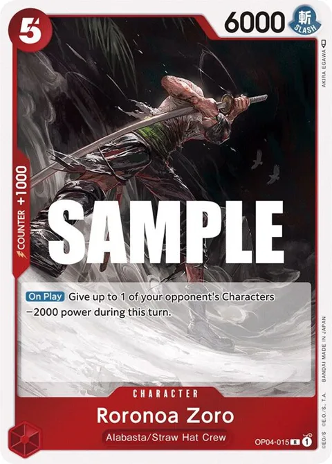 Roronoa Zoro OP04-015 One Piece card from Kingdoms of Intrigue