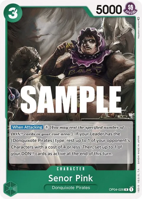 Senor Pink OP04-026 One Piece card from Kingdoms of Intrigue