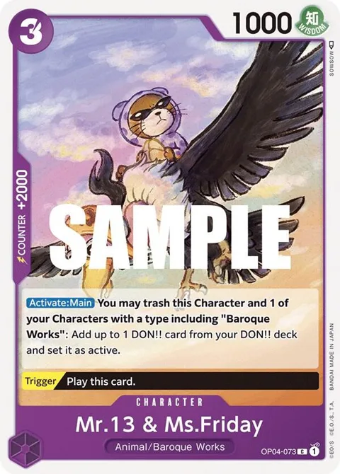 Mr.13 & Ms.Friday OP04-073 One Piece card from Kingdoms of Intrigue