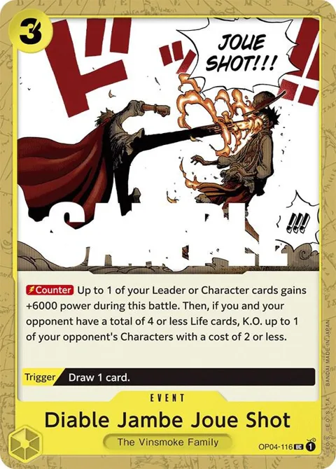 Diable Jambe Joue Shot OP04-116 One Piece card from Kingdoms of Intrigue