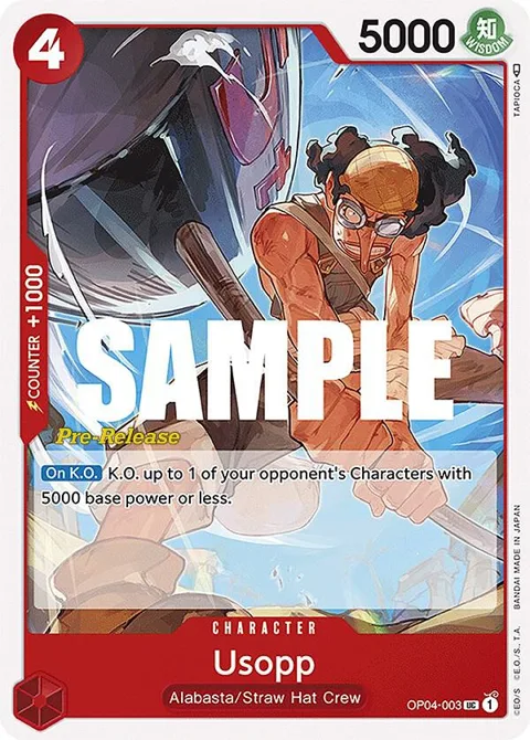 Usopp OP04-003 Pre-Release One Piece card from Kingdoms of Intrigue Pre-Release Cards