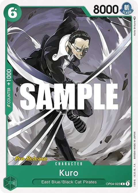 Kuro OP04-023 Pre-Release One Piece card from Kingdoms of Intrigue Pre-Release Cards