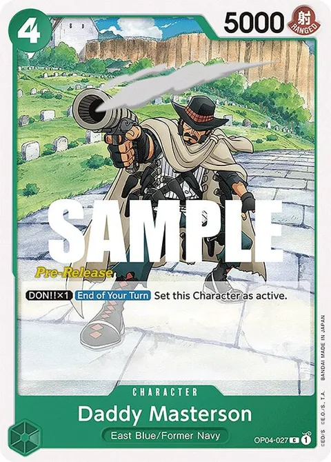 Daddy Masterson OP04-027 Pre-Release One Piece card from Kingdoms of Intrigue Pre-Release Cards