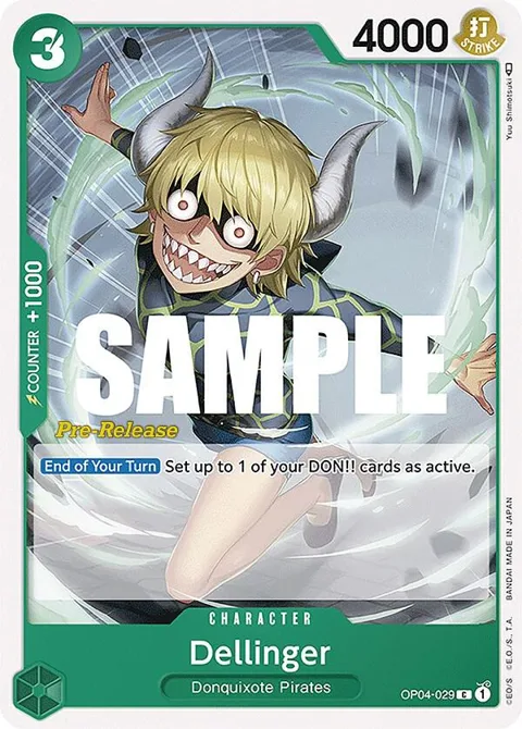 Dellinger OP04-029 Pre-Release One Piece card from Kingdoms of Intrigue Pre-Release Cards