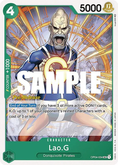 Lao.G OP04-034 Pre-Release One Piece card from Kingdoms of Intrigue Pre-Release Cards