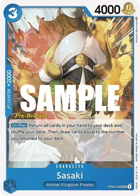 Sasaki OP04-048 Pre-Release One Piece card from Kingdoms of Intrigue Pre-Release Cards