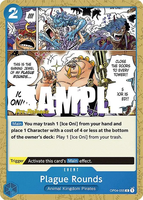 Plague Rounds OP04-055 Pre-Release One Piece card from Kingdoms of Intrigue Pre-Release Cards