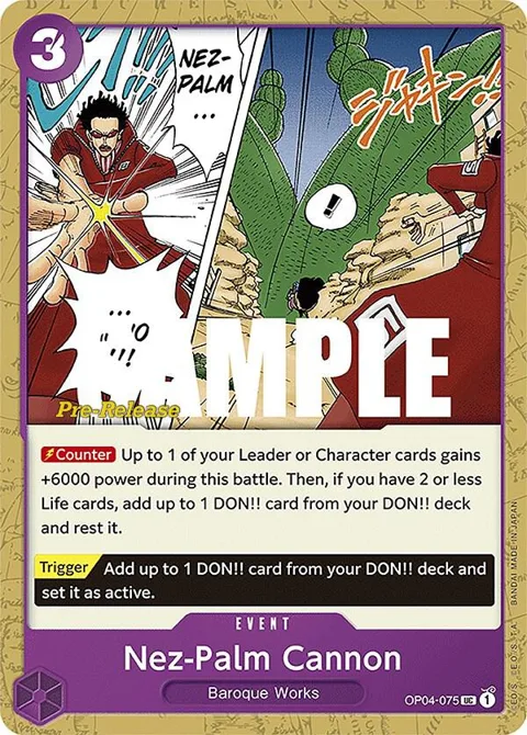 Nez-Palm Cannon OP04-075 Pre-Release One Piece card from Kingdoms of Intrigue Pre-Release Cards