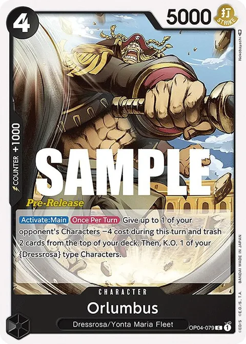 Orlumbus OP04-079 Pre-Release One Piece card from Kingdoms of Intrigue Pre-Release Cards