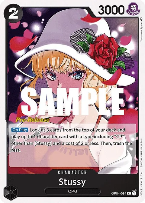 Stussy OP04-084 Pre-Release One Piece card from Kingdoms of Intrigue Pre-Release Cards