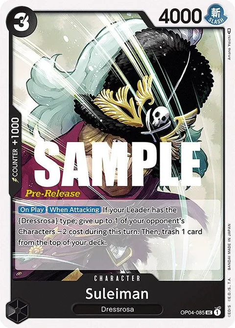 Suleiman OP04-085 Pre-Release One Piece card from Kingdoms of Intrigue Pre-Release Cards