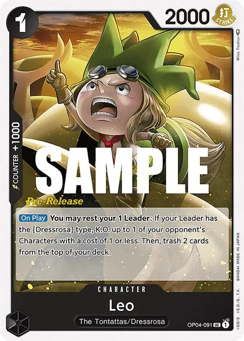 Leo OP04-091 Pre-Release One Piece card from Kingdoms of Intrigue Pre-Release Cards