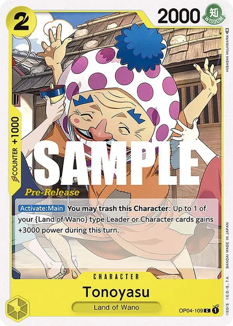 Tonoyasu OP04-109 Pre-Release One Piece card from Kingdoms of Intrigue Pre-Release Cards