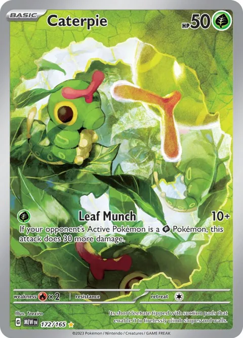 Caterpie #172/165 Holofoil Pokémon card from Scarlet & Violet 151