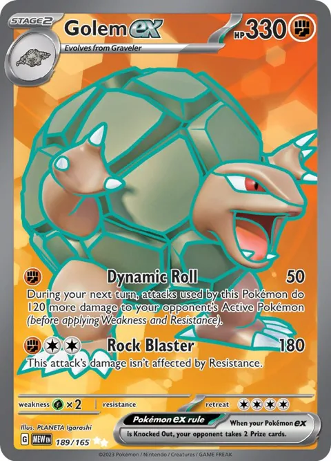 Golem ex #189/165 Holofoil Pokémon card from Scarlet & Violet 151