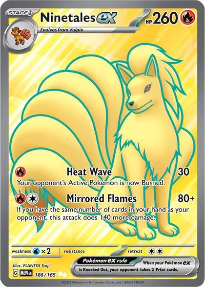 Ninetales ex #186/165 Holofoil Pokémon card from Scarlet & Violet 151
