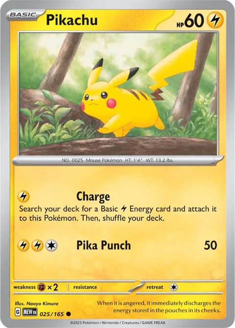 Pikachu #025/165 Reverse Holofoil Pokémon card from Scarlet & Violet 151
