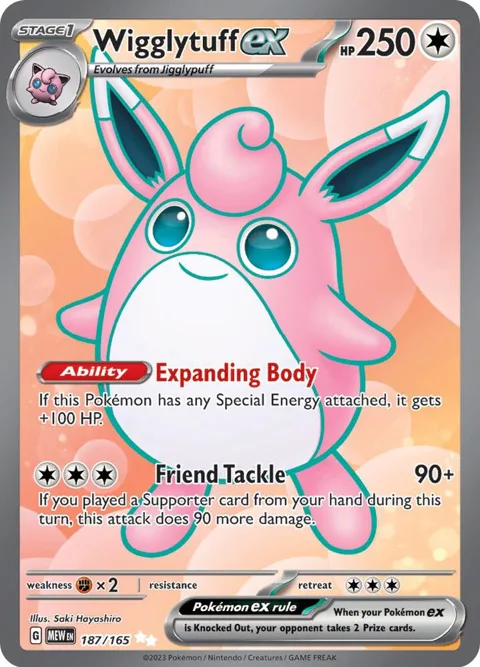 Wigglytuff ex #187/165 Holofoil Pokémon card from Scarlet & Violet 151