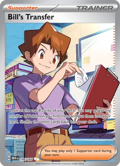 Bill's Transfer #194/165 Holofoil Pokémon card from Scarlet & Violet 151