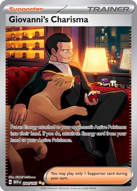 Giovanni's Charisma #204/165 Holofoil Pokémon card from Scarlet & Violet 151