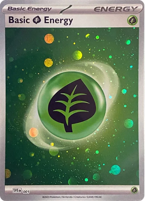 Basic Grass Energy Cosmos Holo #001 Holofoil Pokémon card from Scarlet & Violet Energies