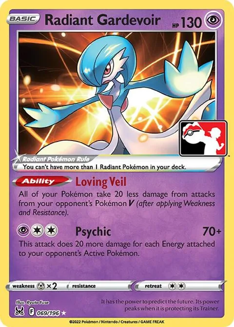 Radiant Gardevoir #069/196 Holofoil Pokémon card from Prize Pack Series Cards