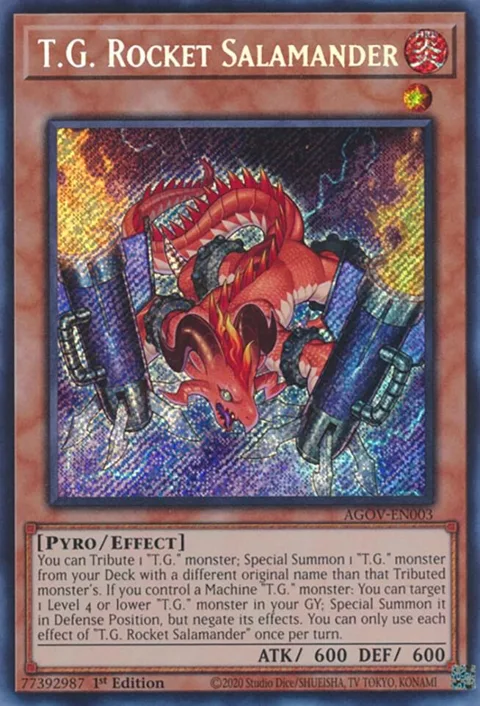 T.G. Rocket Salamander AGOV-EN003 Yu-Gi-Oh card from Age of Overlord