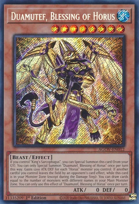 Duamutef, Blessing of Horus AGOV-EN012 Yu-Gi-Oh card from Age of Overlord
