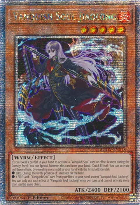 Vanquish Soul Jiaolong Quarter Century Secret Rare AGOV-EN018 Yu-Gi-Oh card from Age of Overlord