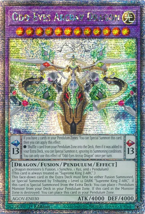 Odd-Eyes Arcray Dragon Quarter Century Secret Rare AGOV-EN030 Yu-Gi-Oh card from Age of Overlord